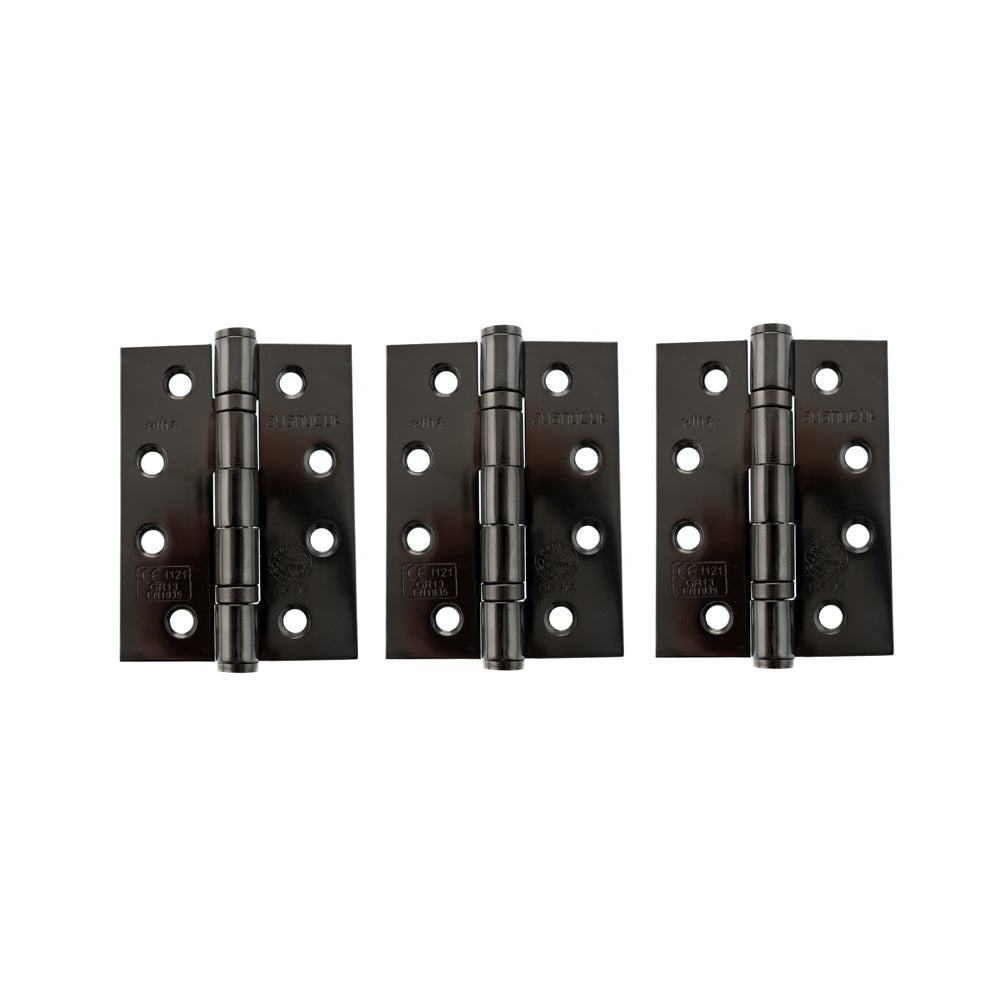 Quality image of Atlantic Ball Bearing Hinges Grade 13 Fire Rated 4" x 3" x 3mm set of 3 - Black Nickel | Sku. ah1433bn-3 | available from Trade Door Handles.