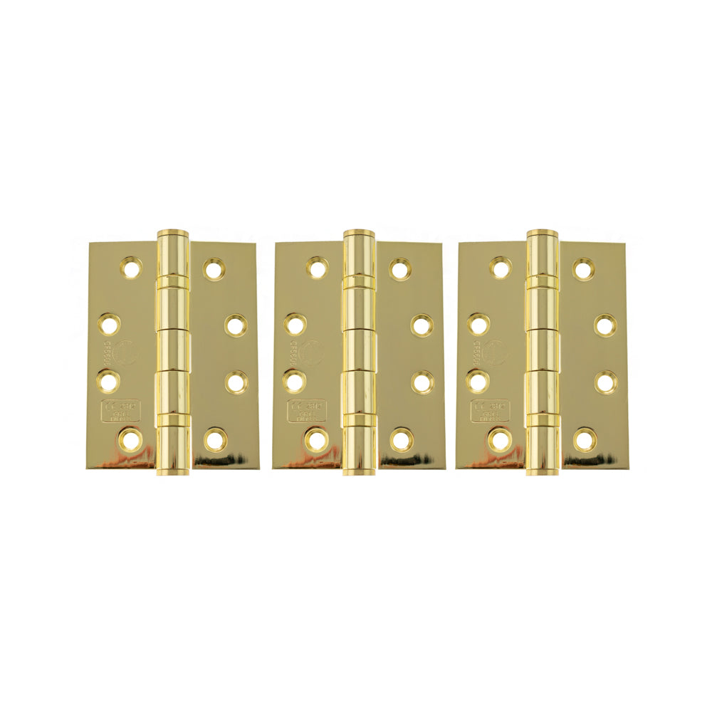 Quality image of Atlantic Ball Bearing Hinges Grade 13 Fire Rated 4" x 3" x 3mm set of 3 - Polished Brass | Sku. ah1433eb-3 | available from Trade Door Handles.