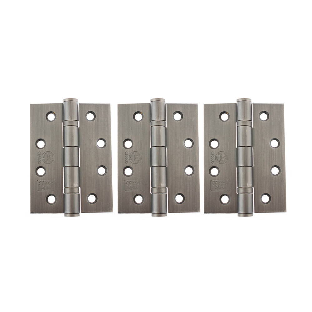 Quality image of Atlantic Ball Bearing Hinges Grade 13 Fire Rated 4" x 3" x 3mm set of 3 - Matt Gun Metal | Sku. ah1433mbn-3 | available from Trade Door Handles.