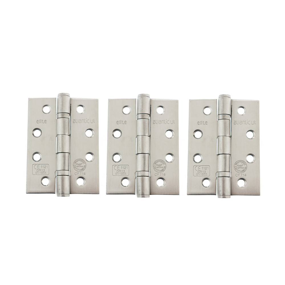 Quality image of Atlantic Ball Bearing Hinges Grade 13 Fire Rated 4" X 3" X 3mm set of 3 - Satin Stainless Steel | Sku. ah1433sss-3 | available from Trade Door Handles.