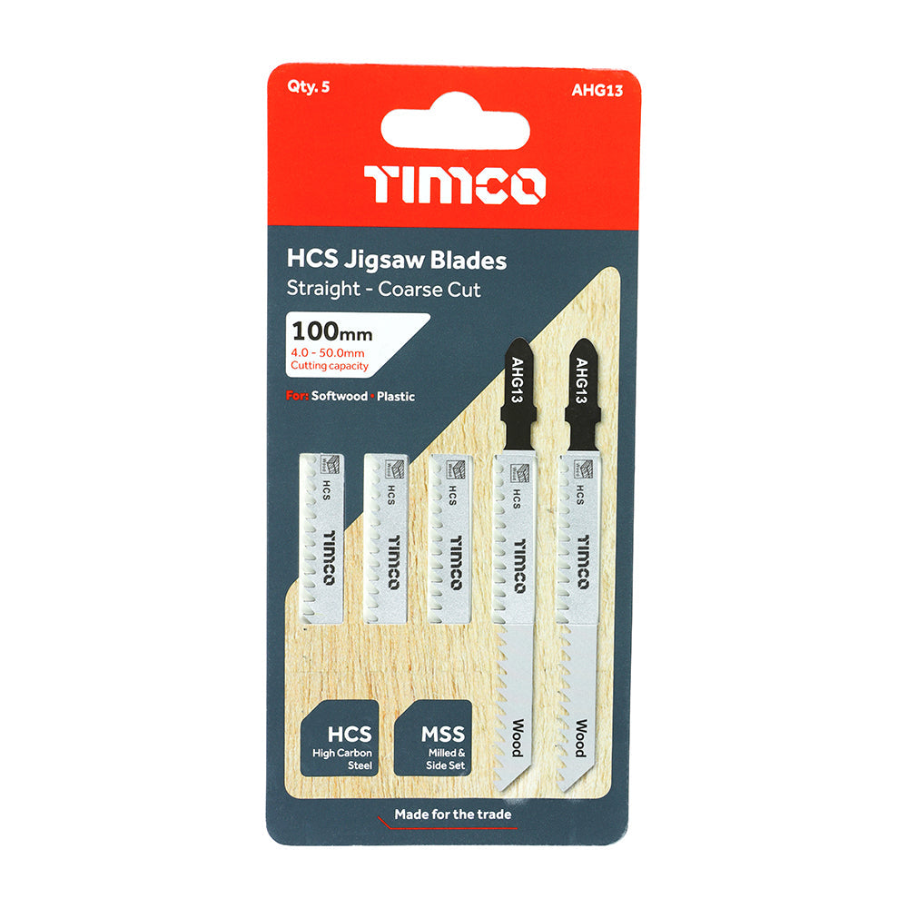 This is an image of Timco - Jigsaw Blades - Wood Cutting - HCS Blades - T111C T111C (5 Pieces Pack) AHG13