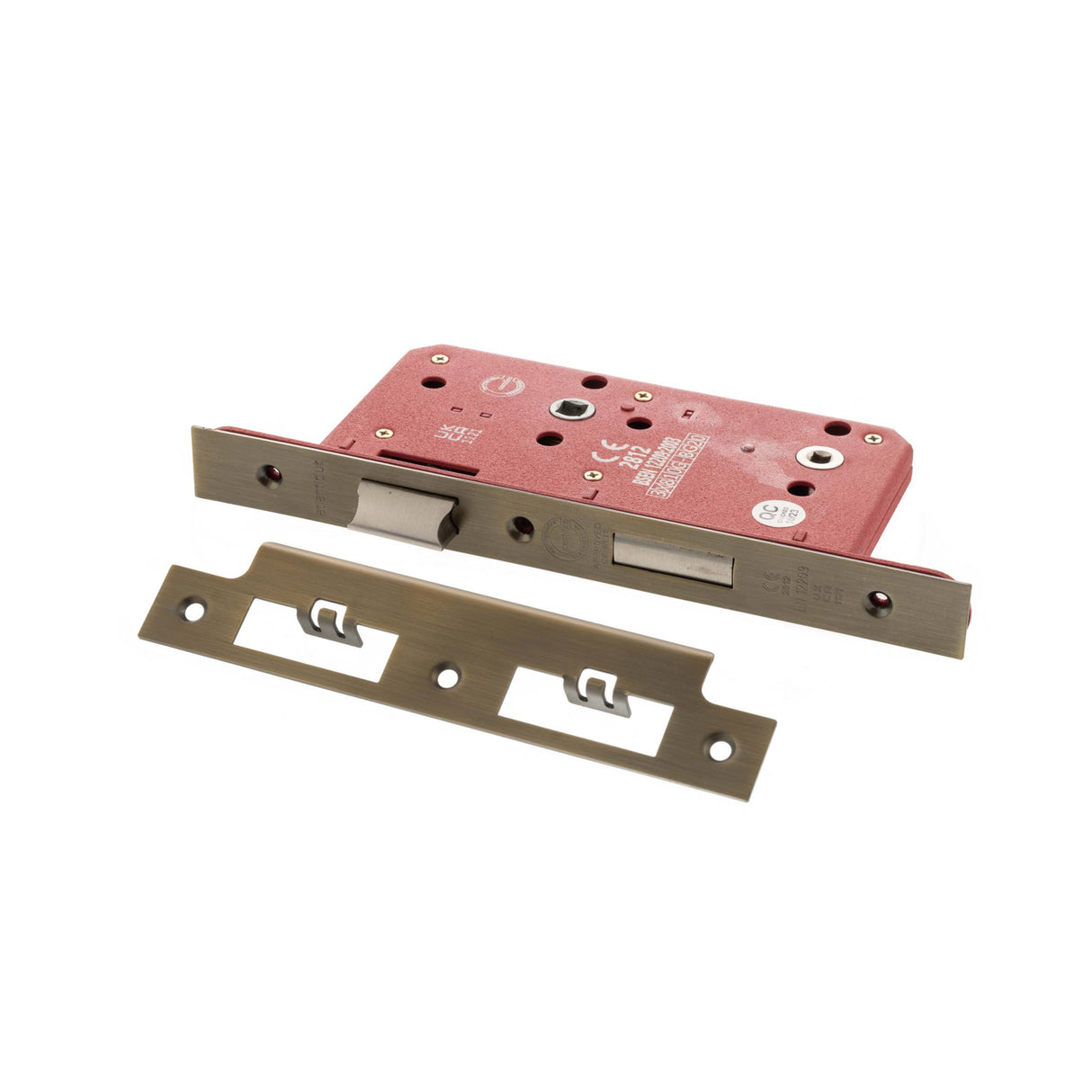 Quality image of Atlantic DIN Bathroom Lock Double Turn 60mm backset - Matt Antique Brass | Sku. alkdinb60mab | available from Trade Door Handles.