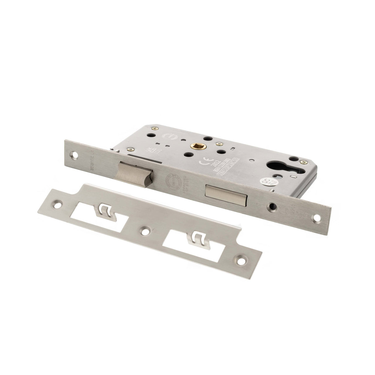 Quality image of Atlantic DIN Euro Profile Sashlock Double Throw 60mm backset - Satin Stainless Steel | Sku. alkdines60sss | available from Trade Door Handles.