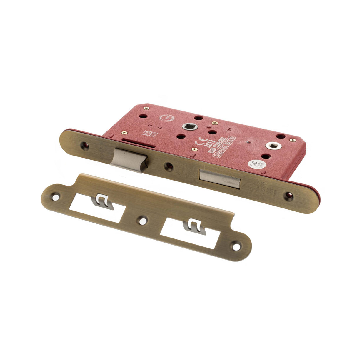 Quality image of Atlantic DIN Radius Bathroom Lock Double Turn 60mm backset - Matt Antique Brass | Sku. alkdinrb60mab | available from Trade Door Handles.