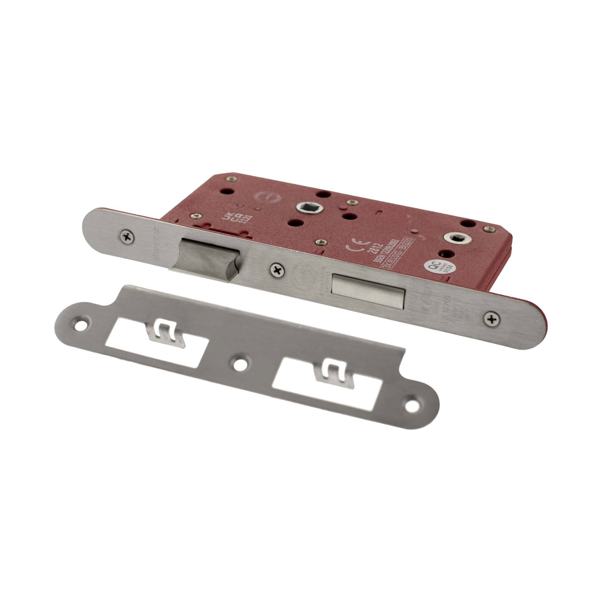 Quality image of Atlantic DIN Radius Bathroom Lock Double Turn 60mm backset - Satin Stainless Steel | Sku. alkdinrb60sss | available from Trade Door Handles.
