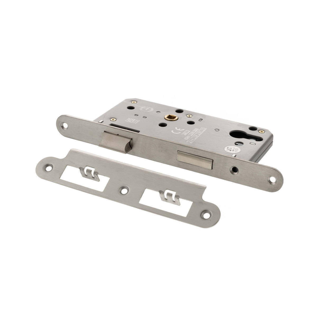 Quality image of Atlantic DIN Radius Euro Profile Sashlock Double Throw 60mm backset - Satin Stainless Steel | Sku. alkdinres60sss | available from Trade Door Handles.