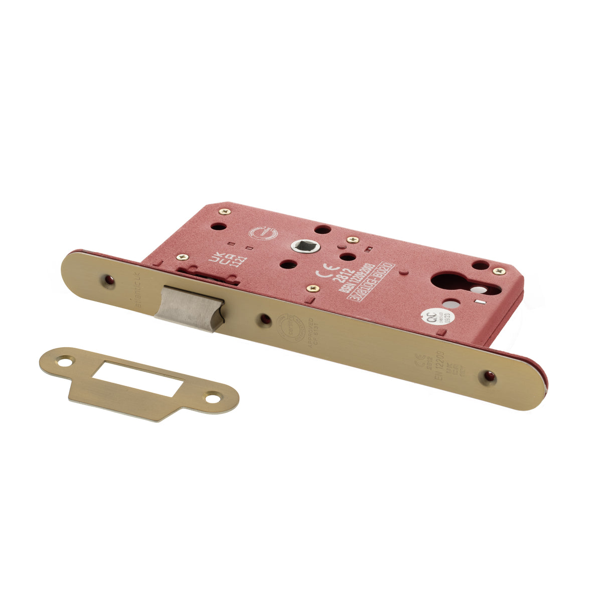 Quality image of Atlantic DIN Radius Latch 60mm backset - Satin Brass | Sku. alkdinrl60sb | available from Trade Door Handles.