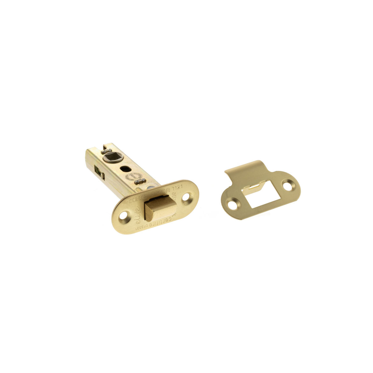Quality image of Atlantic Fire-Rated CE Marked Bolt Through Tubular Radius Latch 3" - Satin Brass | Sku. alrce3sb | available from Trade Door Handles.