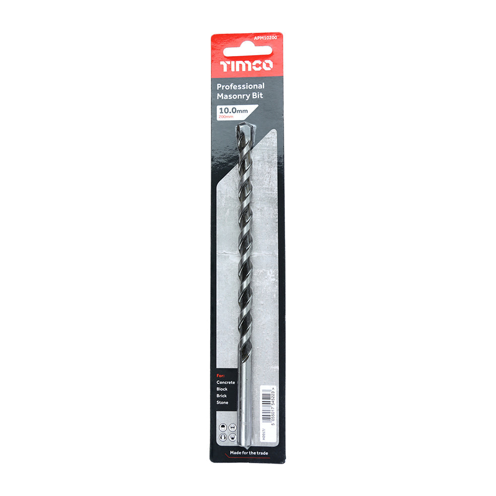 This is an image of Timco - Professional Masonry Bit 10.0 x 200 (1 Each Blister Pack) APM10200