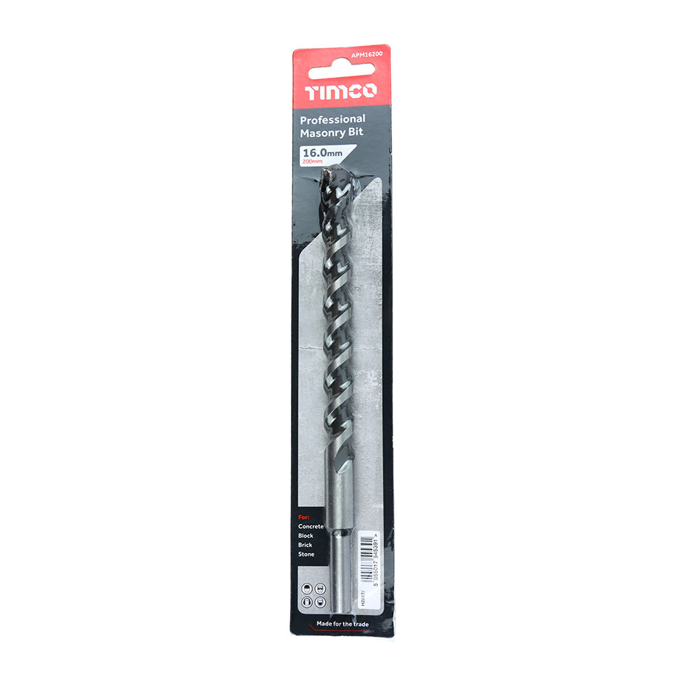 This is an image of Timco - Professional Masonry Bit 16.0 x 200 (1 Each Blister Pack) APM16200