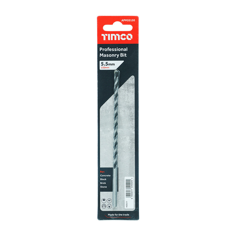 This is an image of Timco - Professional Masonry Bit 5.5 x 150 (1 Each Blister Pack) APM55150