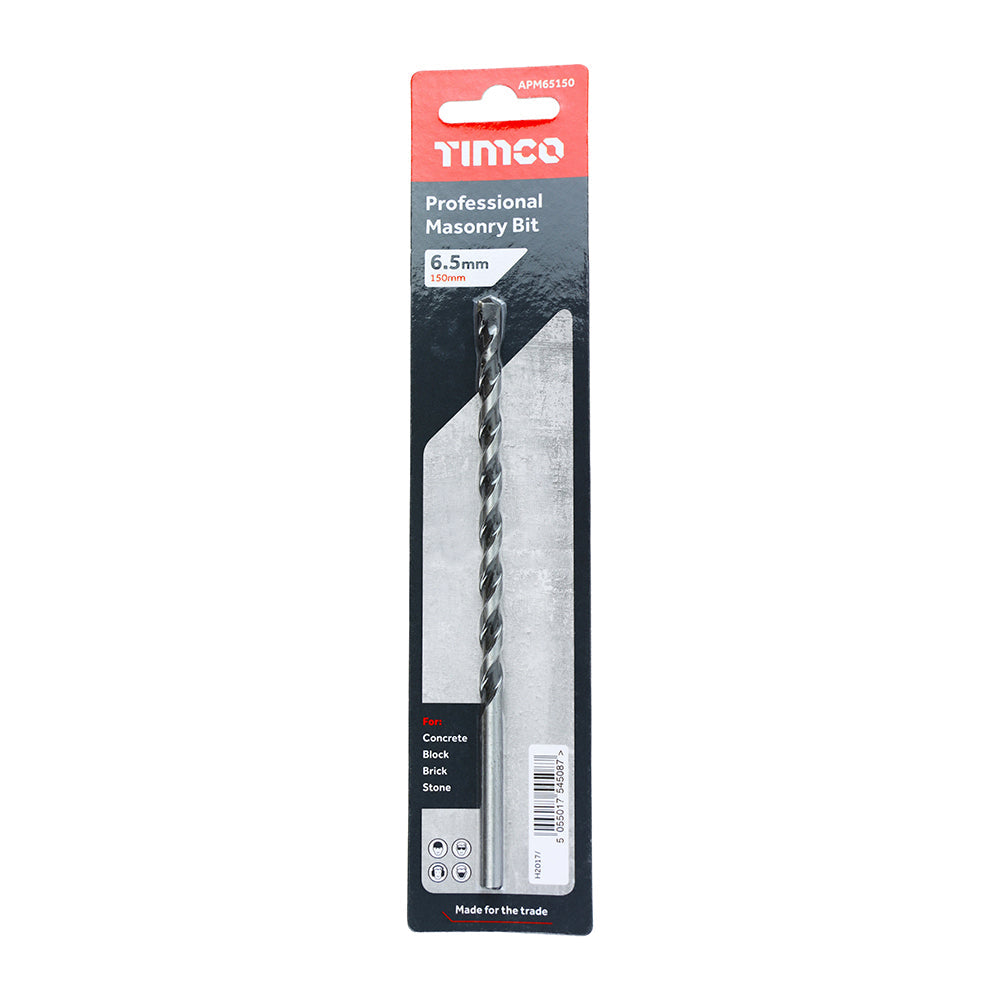 This is an image of Timco - Professional Masonry Bit 6.5 x 150 (1 Each Blister Pack) APM65150