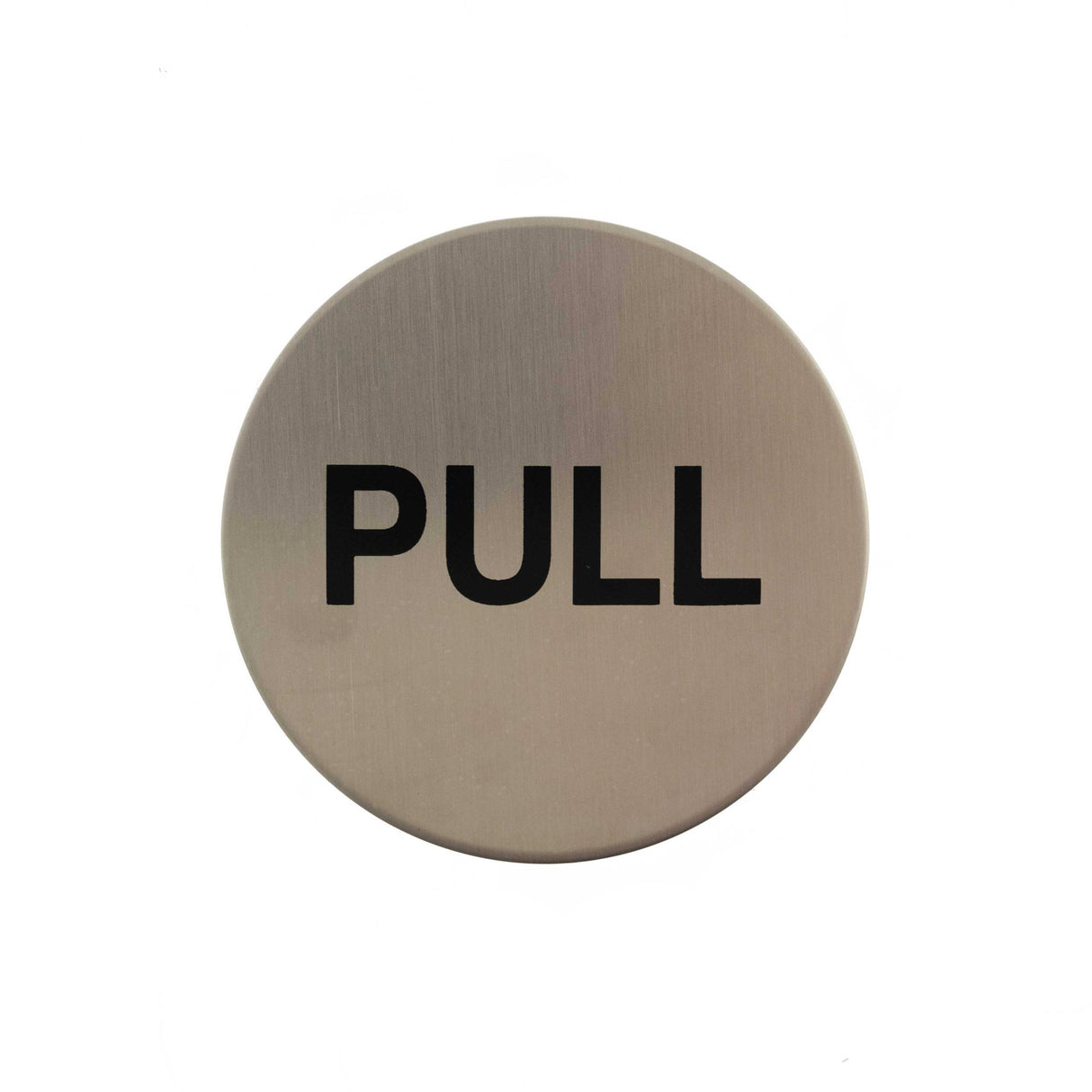 Quality image of Atlantic Pull Disc Sign 3M Adhesive 75mm - Satin Stainless Steel | Sku. as75pullasss | available from Trade Door Handles.