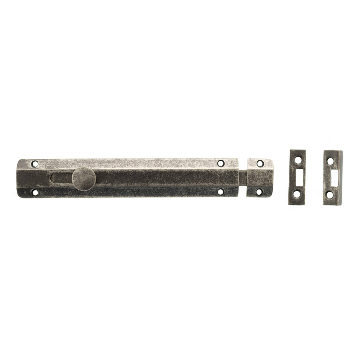 Quality image of Atlantic Solid Brass Surface Door Bolt 8" - Distressed Silver | Sku. asb8ds | available from Trade Door Handles.
