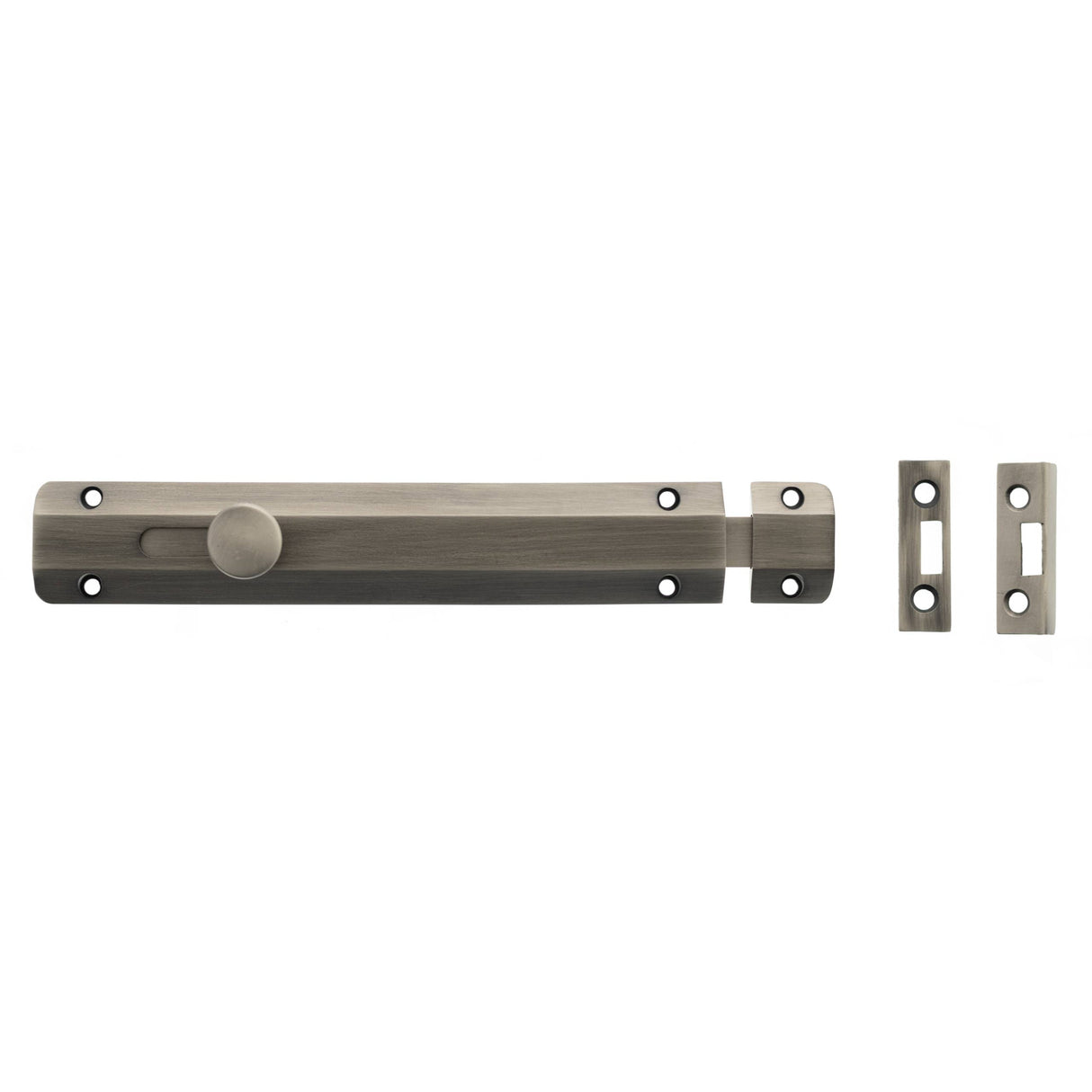Quality image of Atlantic Solid Brass Surface Door Bolt 8" - Matt Gun Metal | Sku. asb8mbn | available from Trade Door Handles.