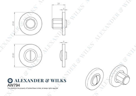 This is an image showing Alexander & Wilks Line Drawings - Hex Thumbturn and Release - Italian Brass aw794ib available to order from Trade Door Handles in Kendal, quick delivery and discounted prices.
