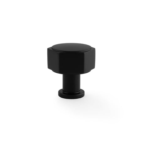 This is an image showing Alexander & Wilks - Vesper Hex Cabinet Knob - Black aw828-33-bl available to order from Trade Door Handles in Kendal, quick delivery and discounted prices.