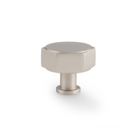 This is an image showing Alexander & Wilks - Vesper Hex Cabinet Knob - Satin Nickel aw828-40-sn available to order from Trade Door Handles in Kendal, quick delivery and discounted prices.