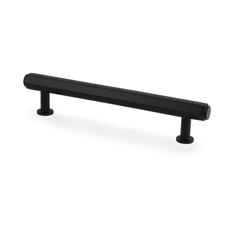 This is an image showing Alexander & Wilks - Vesper Hex T - Bar Cabinet Pull - Black - 128mm C/C aw830-128-bl available to order from Trade Door Handles in Kendal, quick delivery and discounted prices.