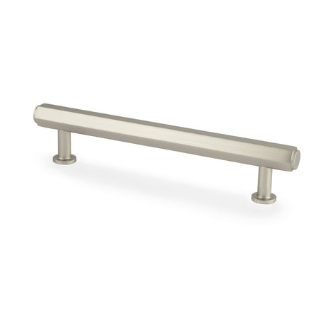 This is an image showing Alexander & Wilks - Vesper Hex T - Bar Cabinet Pull - Satin Nickel - 128mm C/C aw830-128-sn available to order from Trade Door Handles in Kendal, quick delivery and discounted prices.