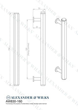 This is an image showing Alexander & Wilks Line Drawings - Vesper Hex T - Bar Cabinet Pull - Polished Nickel - 160mm C/C aw830-160-pn available to order from Trade Door Handles in Kendal, quick delivery and discounted prices.