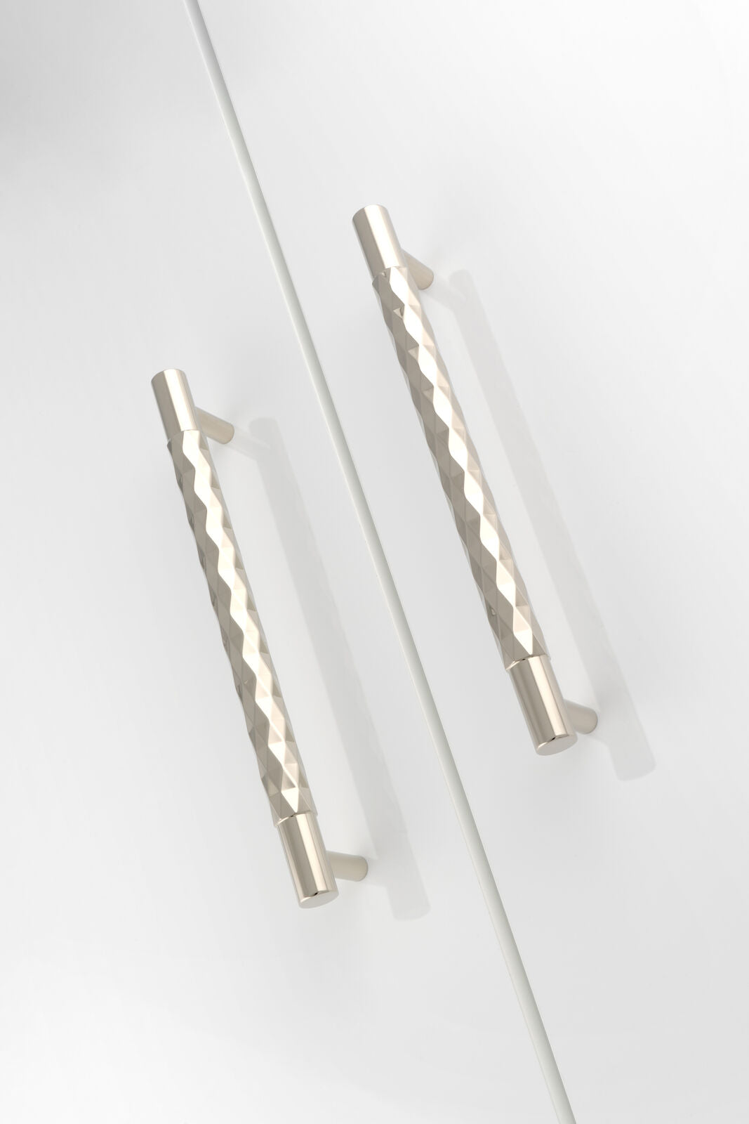 This is an image showing Alexander & Wilks Diamond Cut Cabinet Pull Handle - 160mm C/C - Polished Nickel PVD - AW846-160-PNPVD available to order from Trade Door Handles in Kendal, quick delivery and discounted prices.