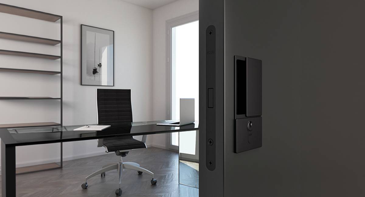 Quality image of AGB Wave Flush Door Handle & Euro Profile Lock Set - Matt Black | Sku. agbwemb | available from Trade Door Handles.