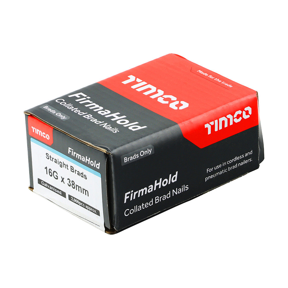 This is an image of Timco - FirmaHold Collated Brad Nails - 16 Gauge - Straight - Galvanised 16g x 38mm (2000 PCS Box) BG1638