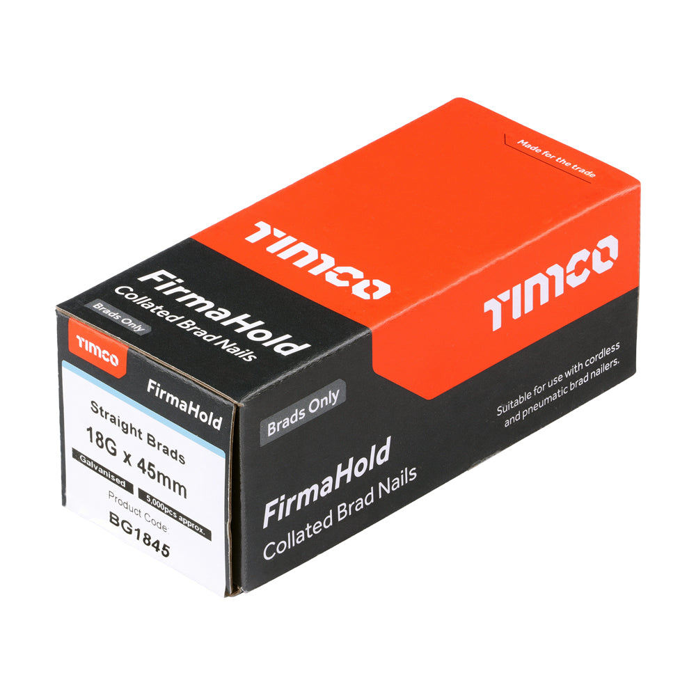 This is an image of Timco - FirmaHold Collated Brad Nails - 18 Gauge - Straight - Galvanised 18g x 45mm (5000 PCS Box) BG1845