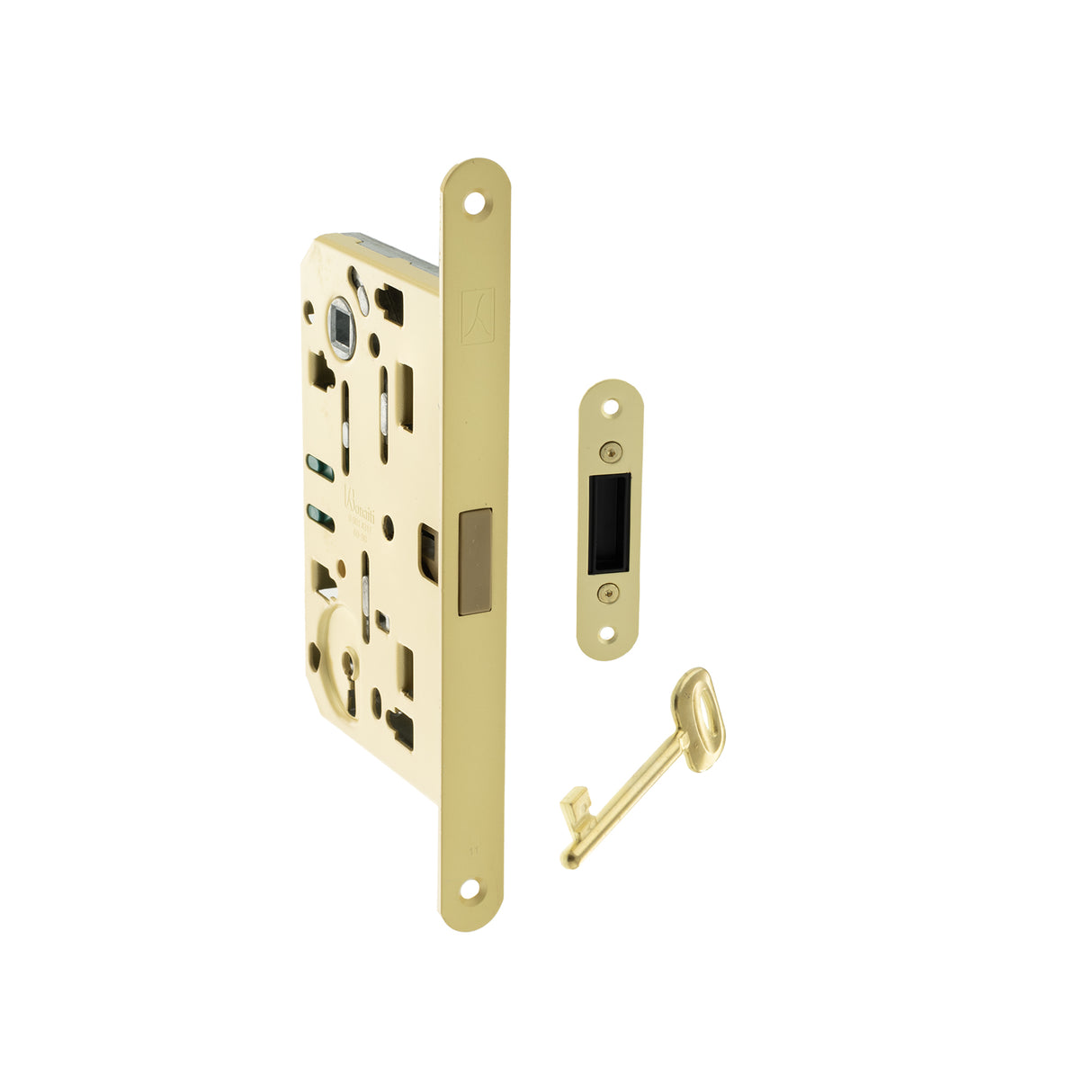 Quality image of Bonaiti Polaris 2XT Magnetic Key Sashlock 60mm backset - Satin Brass | Sku. bon2xtlk60sb | available from Trade Door Handles.