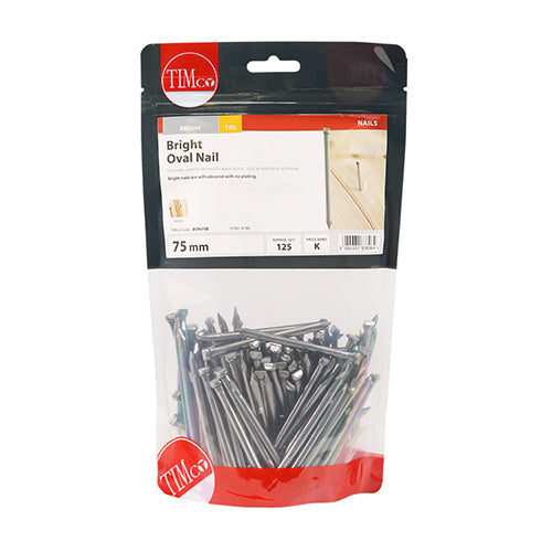 This is an image of Timco - Oval Nails - Bright 75mm (1 Kg TIMbag) BON75B