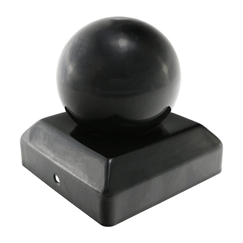 This is an image of Timco - Ball Fence Post Cap - Epoxy Black 100mm (1 Each Unit) BPC100B