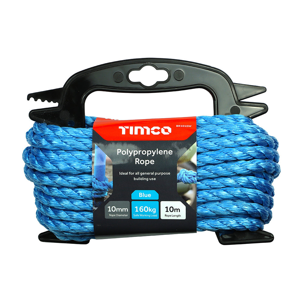 This is an image of Timco - Polypropylene Rope - Blue - Winder 10mm x 10m (1 Each Unit) BR1010W