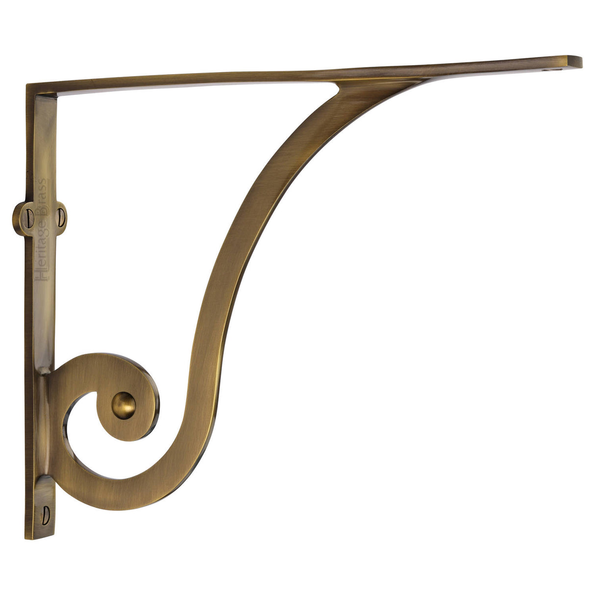 High quality image of the Heritage Brass Ornate Shelf Bracket 10'' x 8'' Antique Brass Finish | Sku. br2170-10-at | Discounted prices available from Trade Door Handles