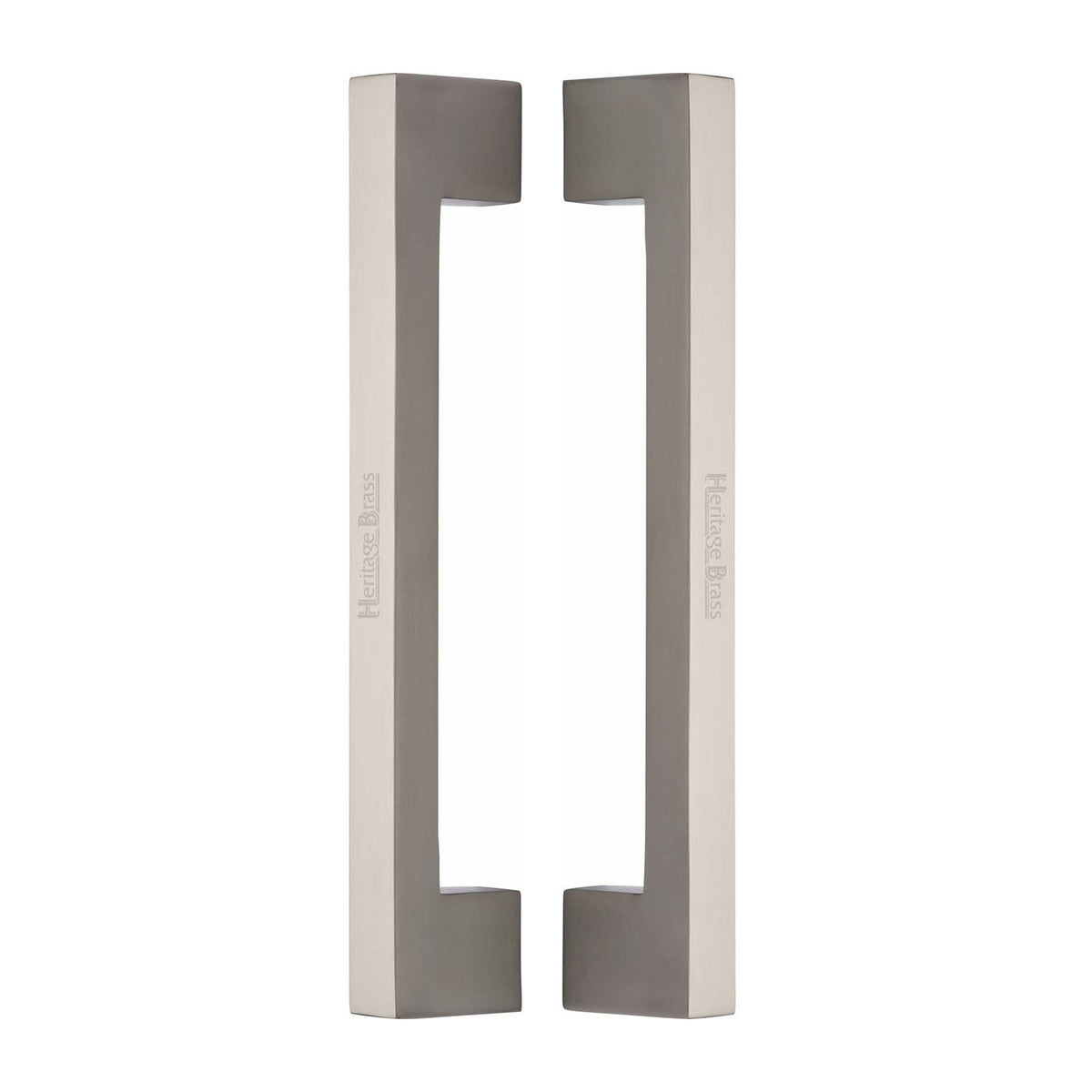 High quality image of the Heritage Brass Back to Back Door Pull Handle Metro Design 305mm Satin Nickel Finish | Sku. btb1390-305-sn | Discounted prices available from Trade Door Handles