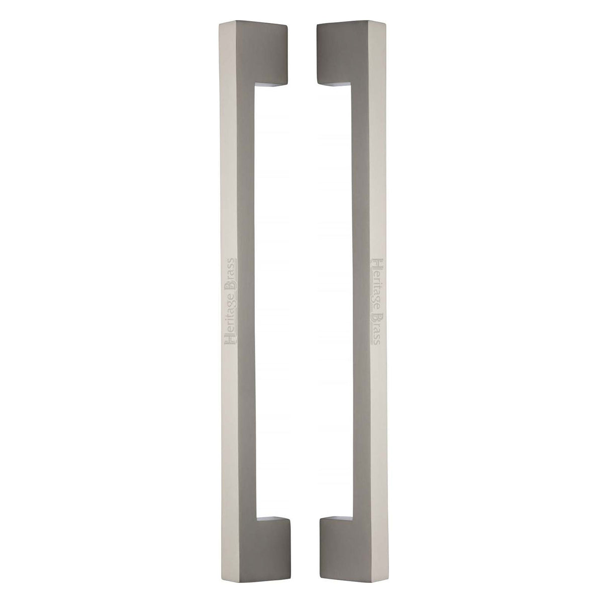 High quality image of the Heritage Brass Back to Back Door Pull Handle Metro Design 457mm Satin Nickel Finish | Sku. btb1390-457-sn | Discounted prices available from Trade Door Handles
