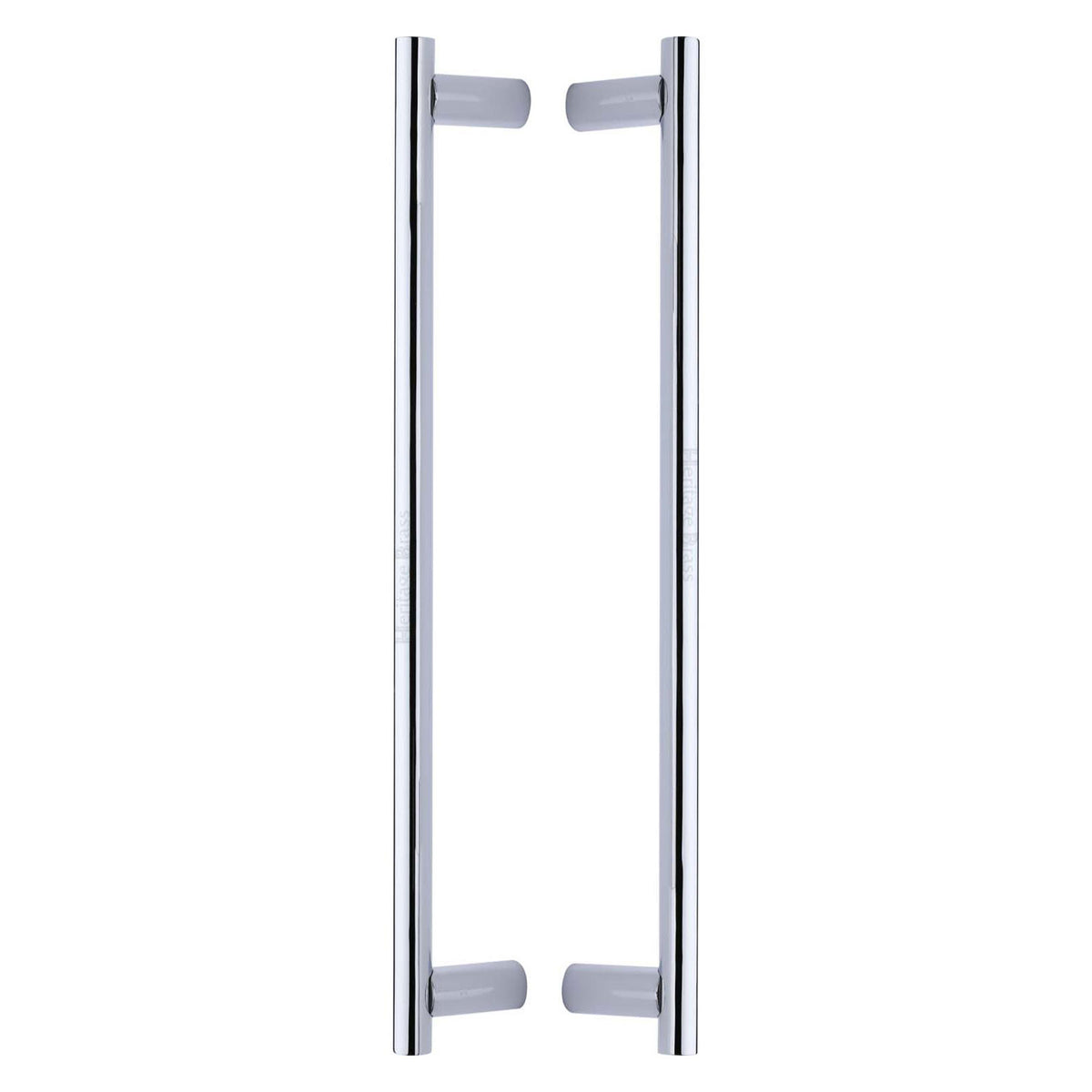 Heritage Brass Back to Back Door Pull Handle Round Bar Design 489mm Polished Chrome Finish - M.Marcus code BTB2059 489-PC