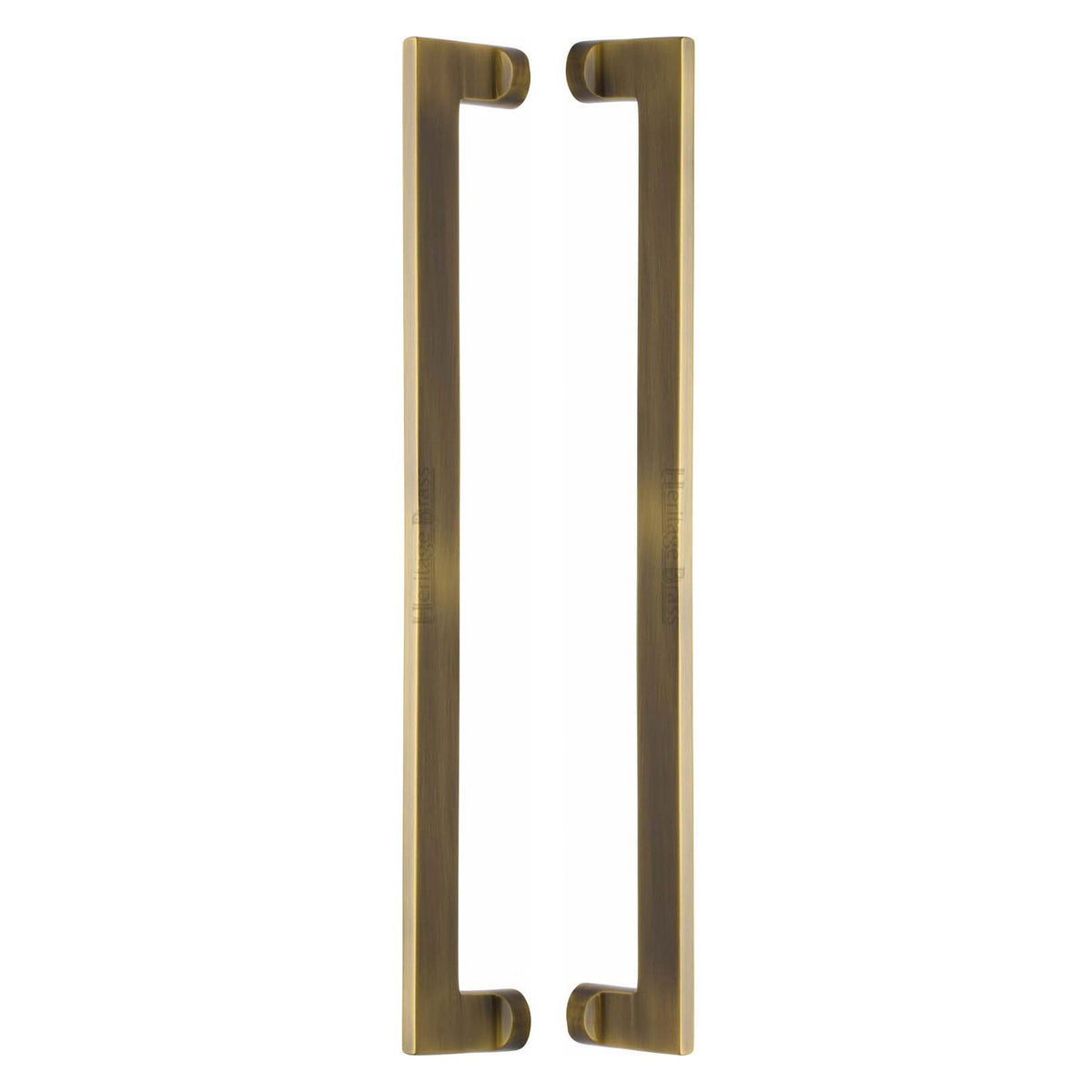 High quality image of the Heritage Brass Back to Back Door Pull Handle Apollo Design 460mm Antique Brass Finish | Sku. btb4150-460-at | Discounted prices available from Trade Door Handles