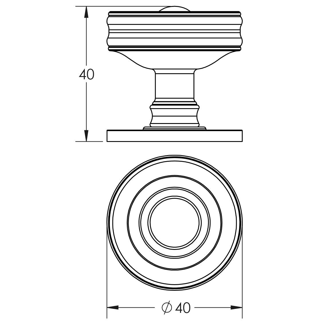 Technical drawing of of Burlington - Bloomsbury Cupboard Knobs Polished Nickel Sku. BUR111PN