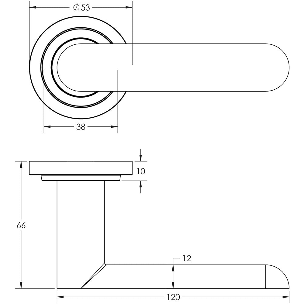 Technical drawing of of Burlington - Kensington Door Handles Stepped Rose Satin Nickel Sku. BUR25KIT315