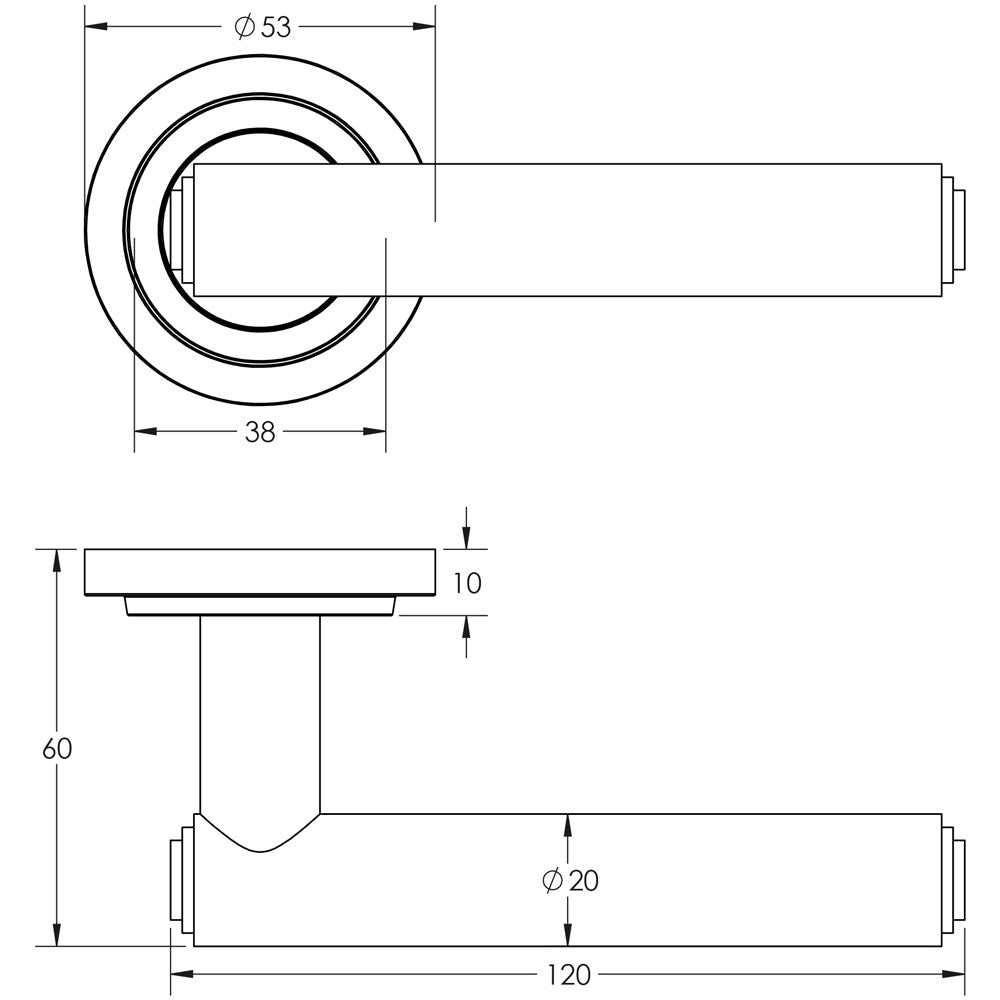 Technical drawing of of Burlington - Richmond Door Handles Stepped Rose Polished Nickel Sku. BUR45KIT159