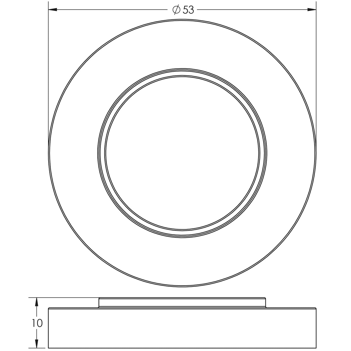 Technical drawing of of Burlington - Plain Outer Roses Antique Brass Sku. BUR50AB