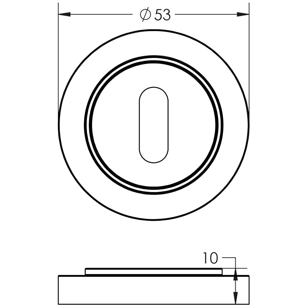 Technical drawing of of Burlington - Standard Keyway Escutcheons Plain Rose Dark Bronze Sku. BUR-60DB-71DB