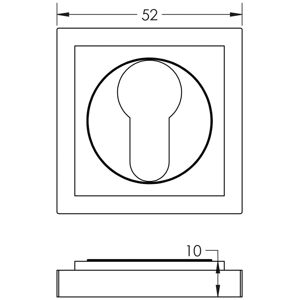 Technical drawing of of Burlington - Euro Profile Escutcheons Square Stepped Rose Satin Nickel Sku. BUR-61SN-173SN