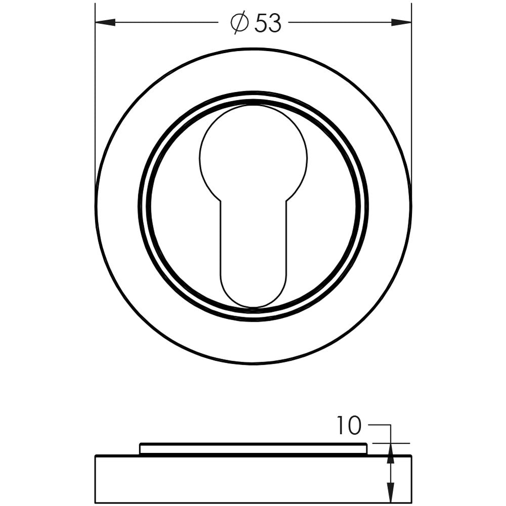 Technical drawing of of Burlington - Euro Profile Escutcheons Plain Rose Satin Nickel Sku. BUR-61SN-71SN
