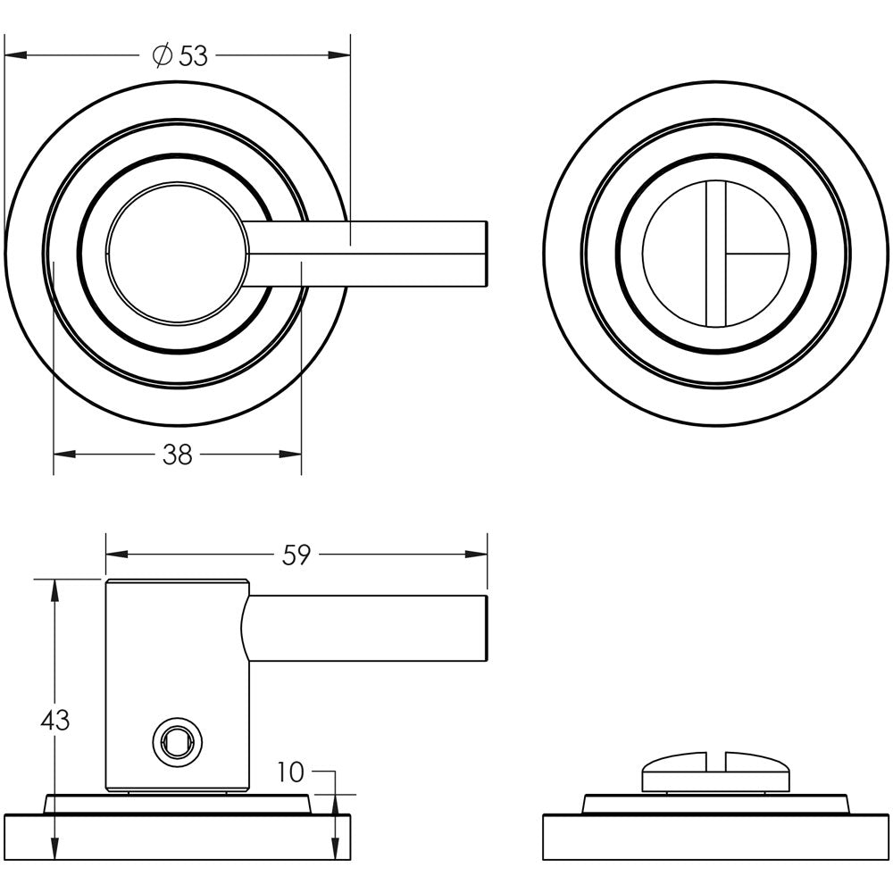 Technical drawing of of Burlington - Easy Turn & Release Stepped Rose Satin Brass Sku. BUR-82SB-52SB