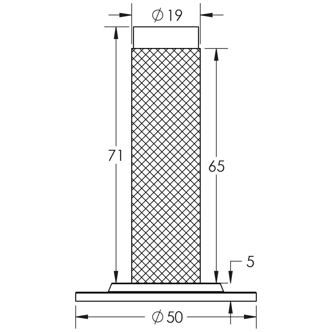 Technical drawing of of Burlington - Knurled Wall Mounted Doorstops Stepped Rose Antique Brass Sku. BUR-968AB-973AB
