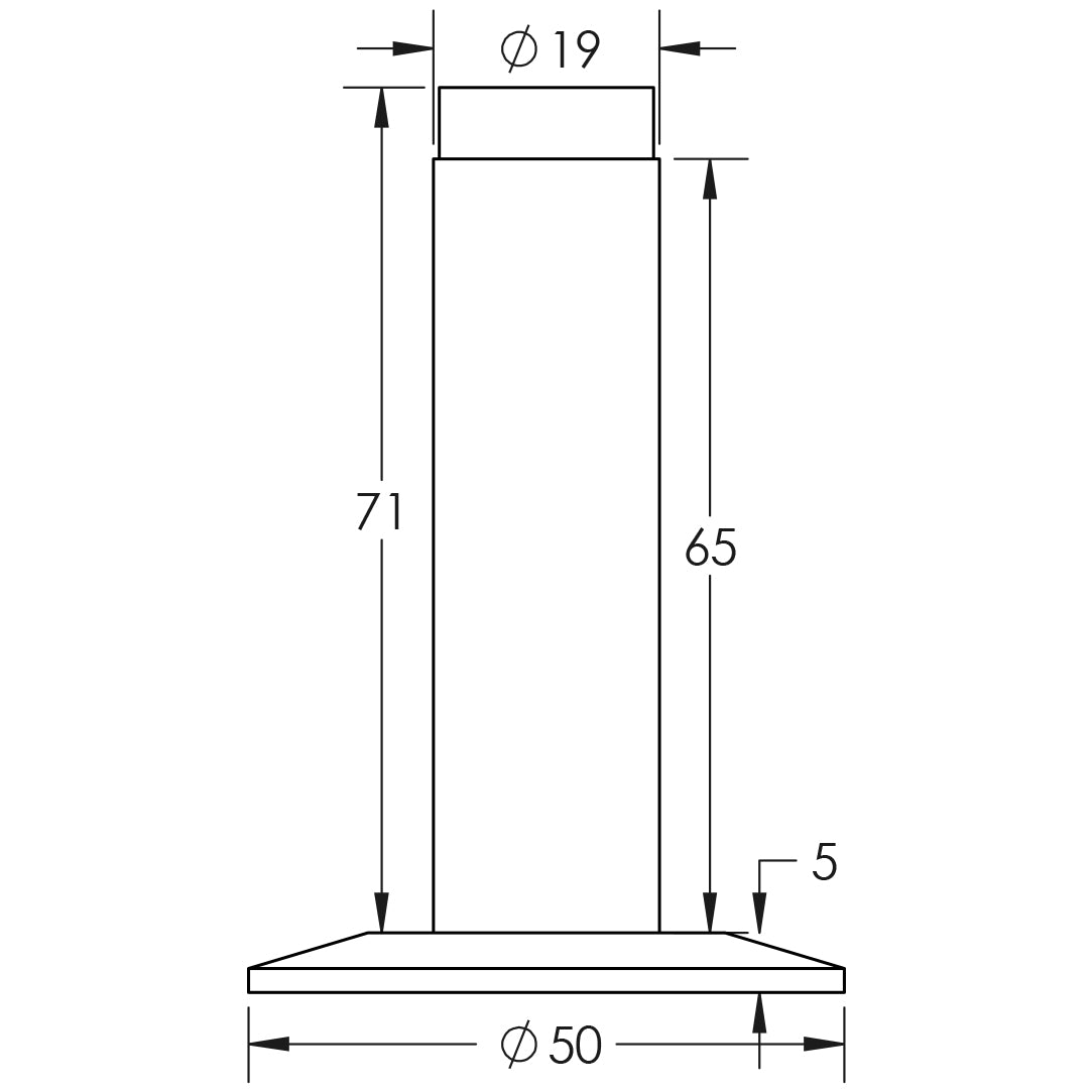 Technical drawing of of Burlington - Plain Wall Mounted Door Stops Chamfered Rose Antique Brass Sku. BUR-970AB-972AB
