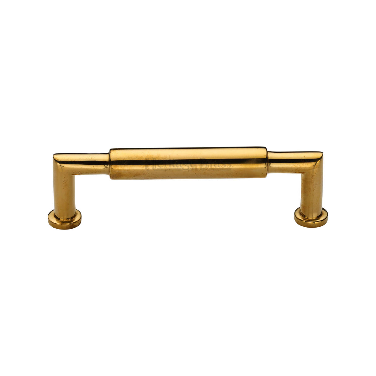 High quality image of Heritage Brass Cabinet Pull Bauhaus Round Design 101mm CTC Unlacquered Brass Finish | Sku. C0319 152-ULB | available from Trade Door Handles.