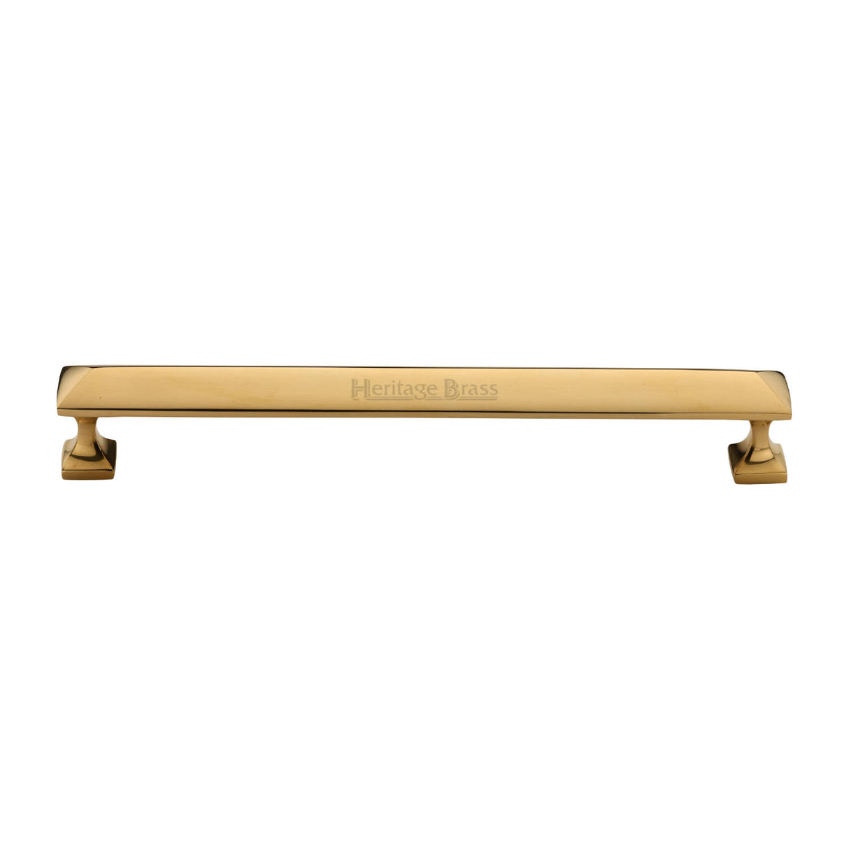 High quality image of Heritage Brass Cabinet Pull Pyramid Design 203mm CTC Unlacquered Brass Finish | Sku. C2231 96-ULB | available from Trade Door Handles.